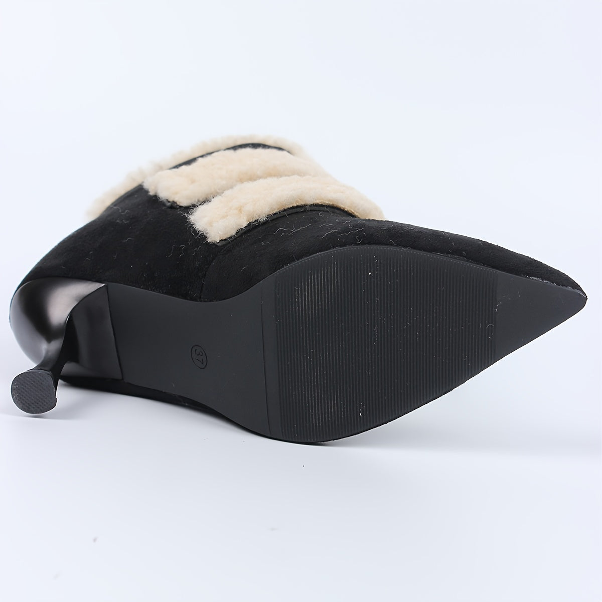 VougeVamp Women's Elegant Stiletto Heel Short Boots – Warm Velvet-Lined Ankle Booties - VougeVampUK