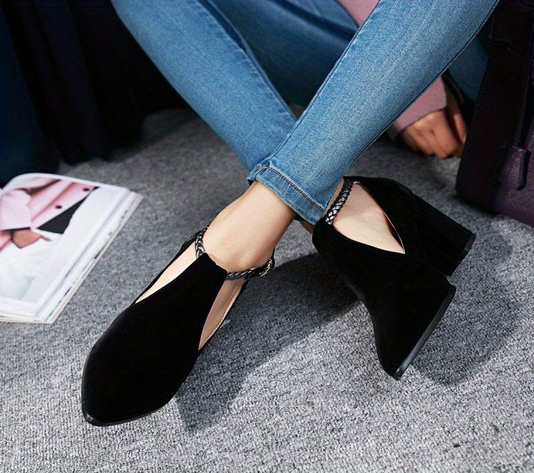 VougeVamp Stylish Pointed Toe Pumps – Women's High Heel Shoes with Cut-out Ankle Strap, Perfect for Work & Formal Occasions