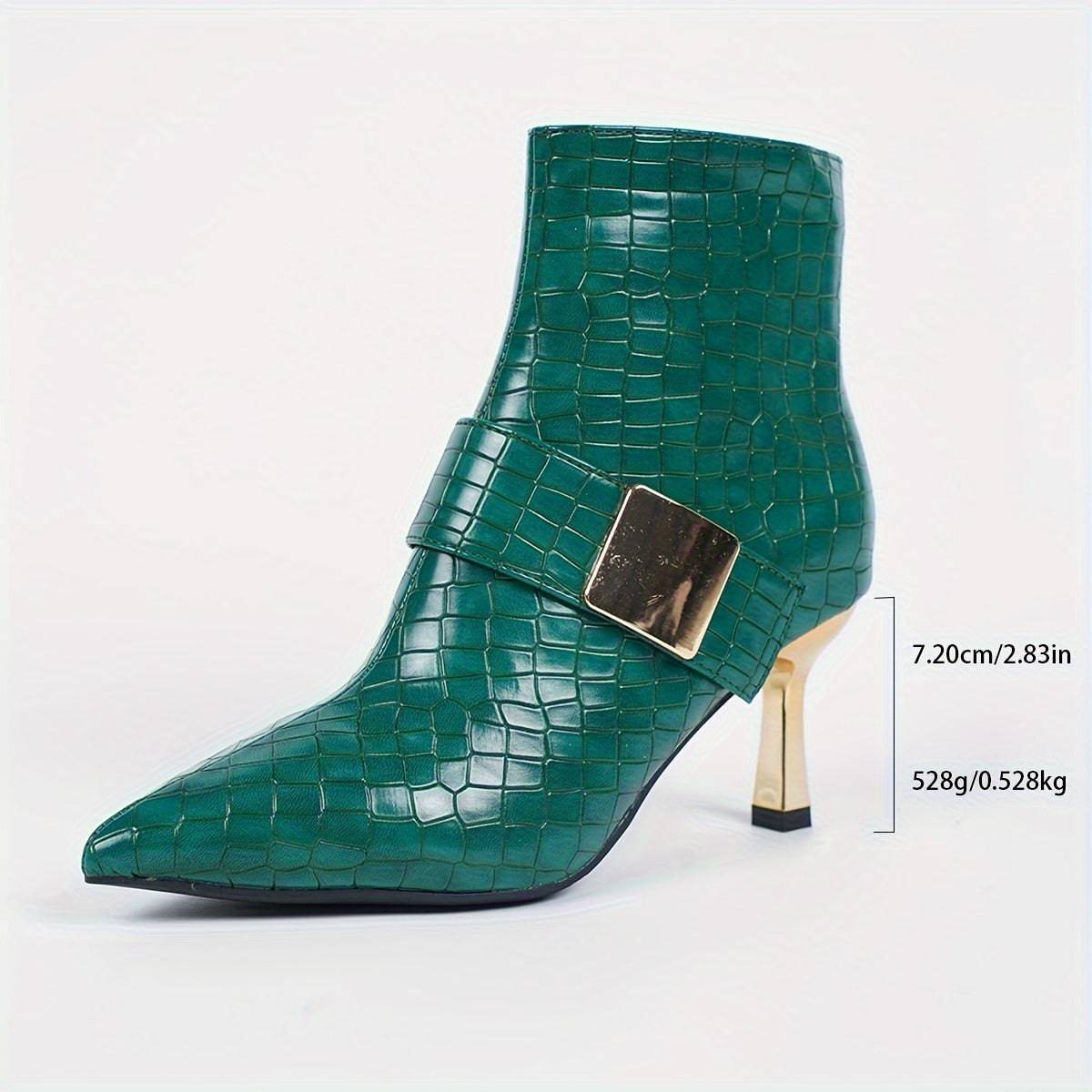 VougeVamp Elegant Strappy Block Heel Pumps – Pointed Toe Ankle Boots with Buckle Detail - VougeVampUK