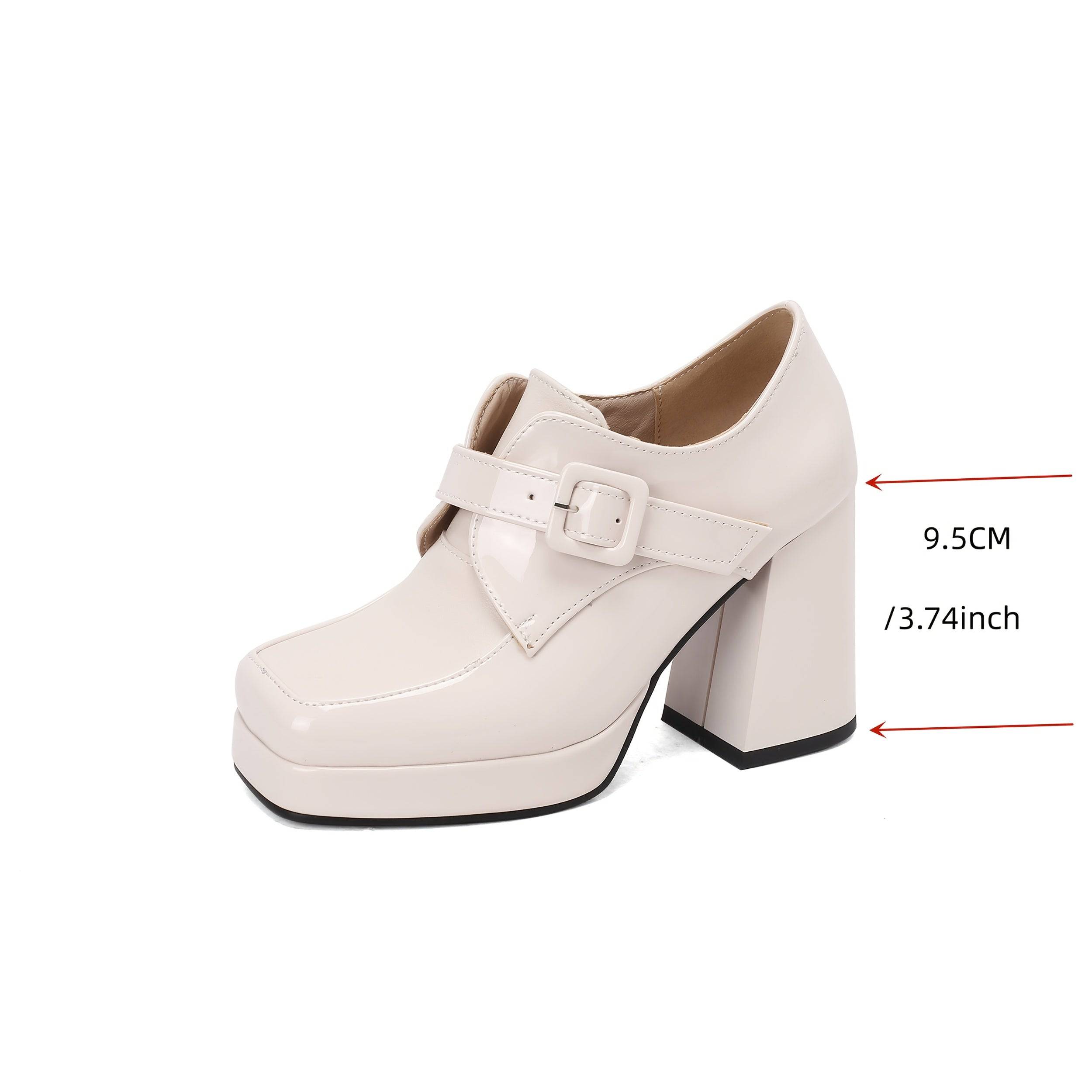 VougeVamp Elegant Ankle-High Platform Pumps – Chunky Heel Work Shoes for All-Season Wear - VougeVampUK