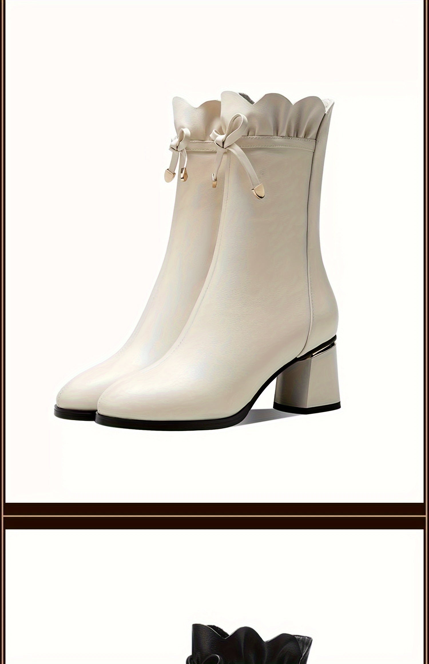 VougeVamp Stylish Mid-Calf Boots – Chic Chunky Heel, Solid Color & Easy Side Zip - VougeVampUK