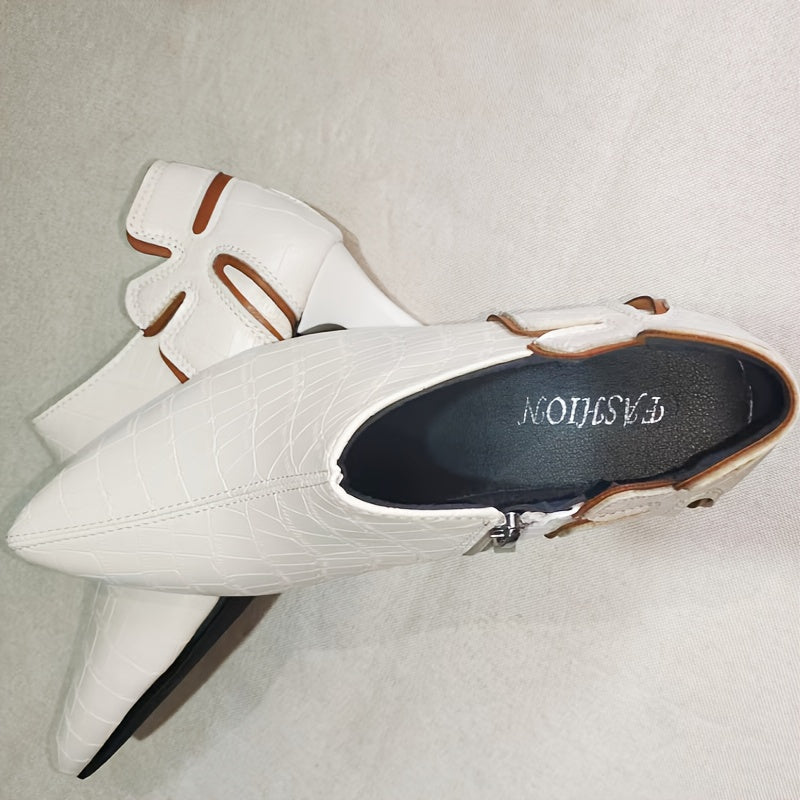 VougeVamp Women's Solid Color Stiletto Heels – Fashionable Pointed Toe Dress Pumps with Side Zipper - VougeVampUK