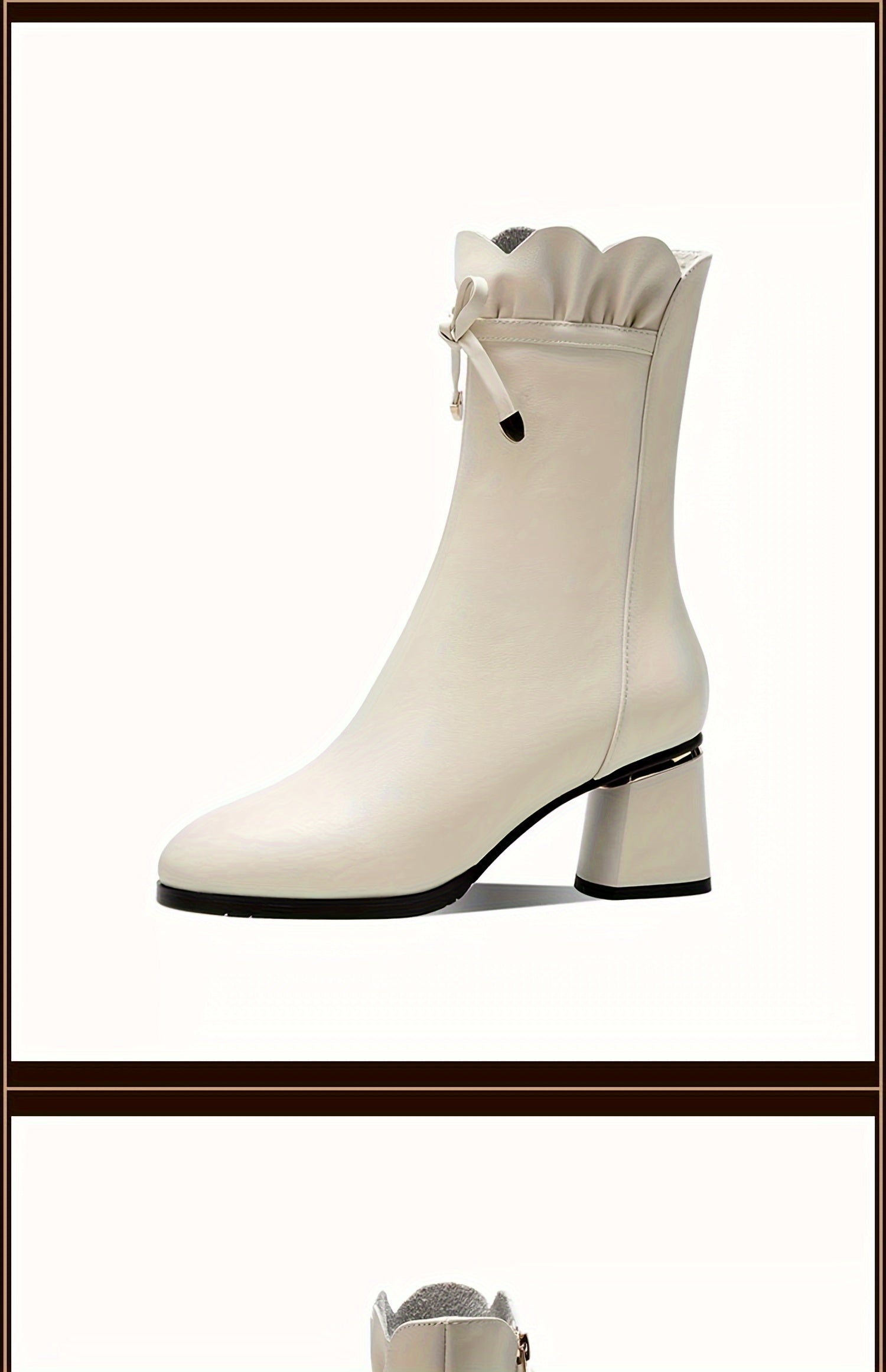 VougeVamp Stylish Mid-Calf Boots – Chic Chunky Heel, Solid Color & Easy Side Zip - VougeVampUK