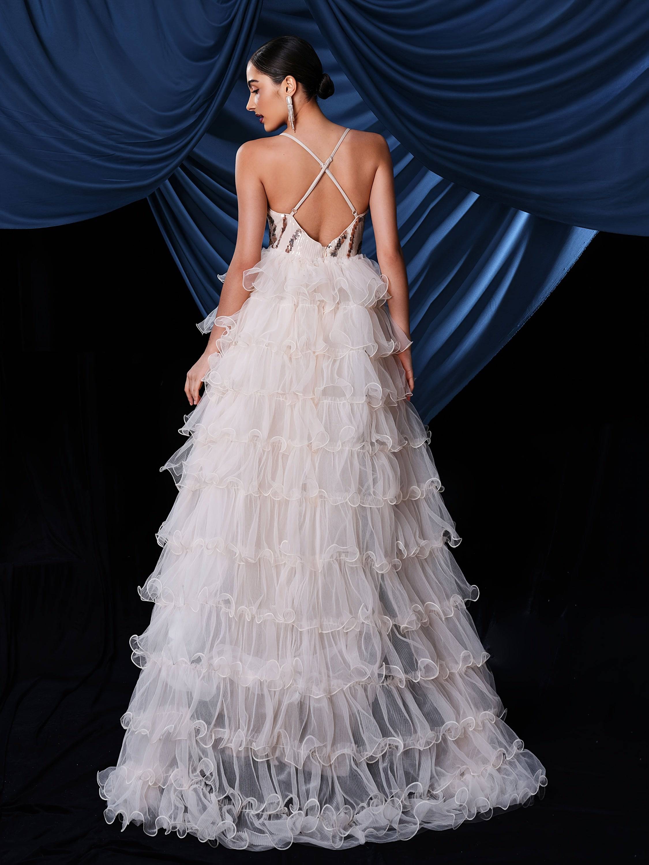 VougeVamp Elegant Backless High-Thigh Mesh Dress – Sequin Panel Evening Gown for Women - VougeVampUK