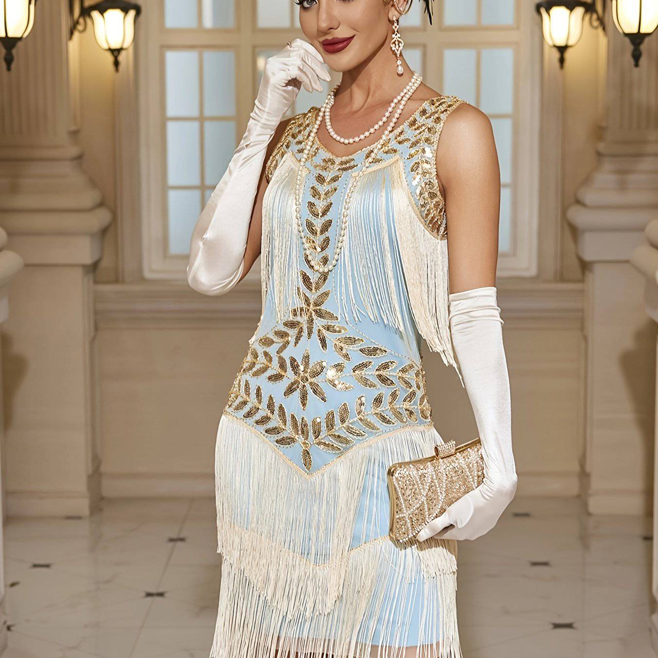 VougeVamp Sequin-Embellished Vintage Flapper Fringe Dress: Gatsby-Inspired Party Dress