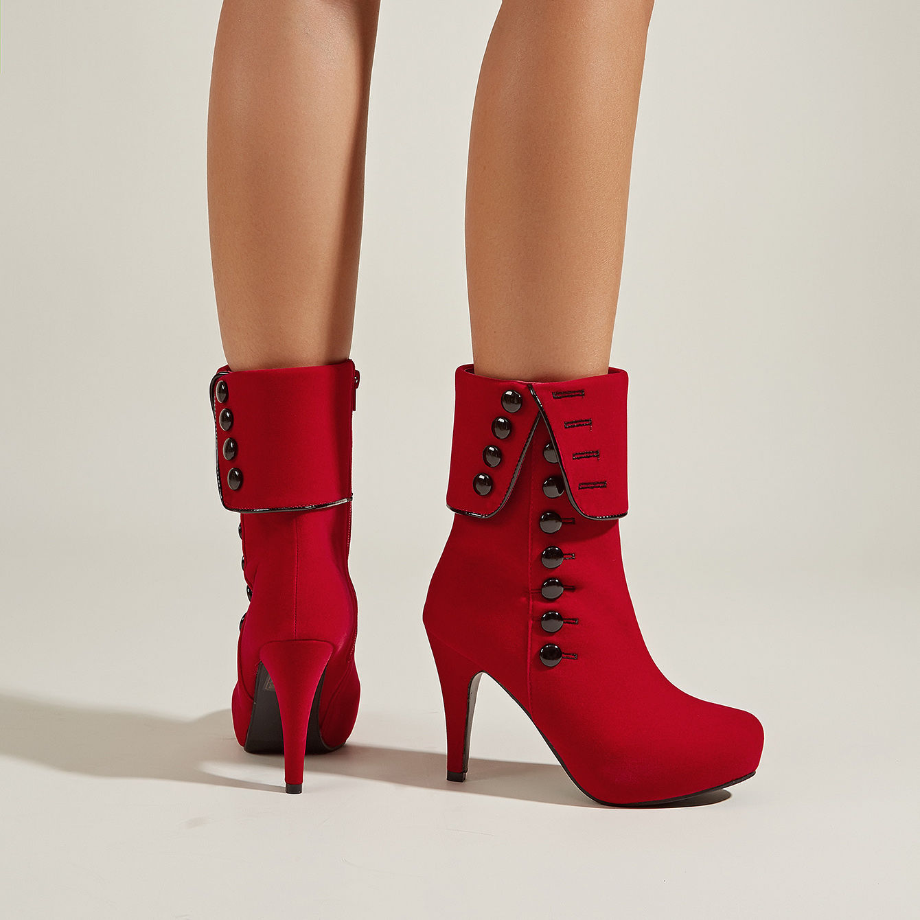 VougeVamp Women's Stiletto High Heel Ankle Boots – Round Toe with Side Zipper Closure - VougeVampUK