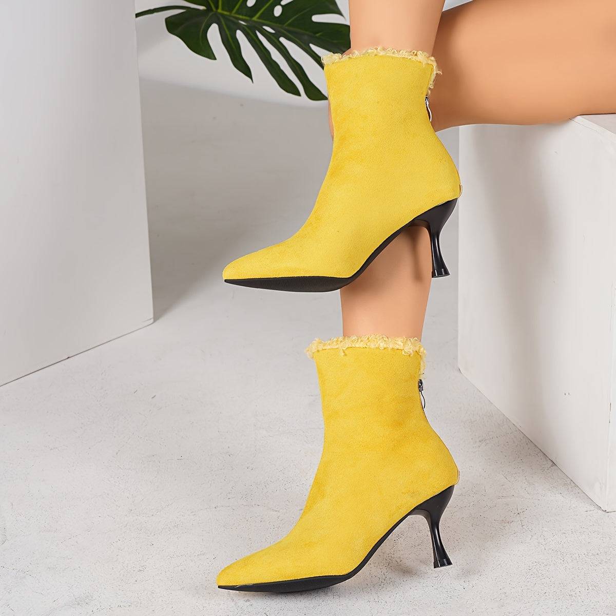 VougeVamp Elegant Ankle Boots – Pointed Toe Stiletto Heel Dress Boots - VougeVampUK