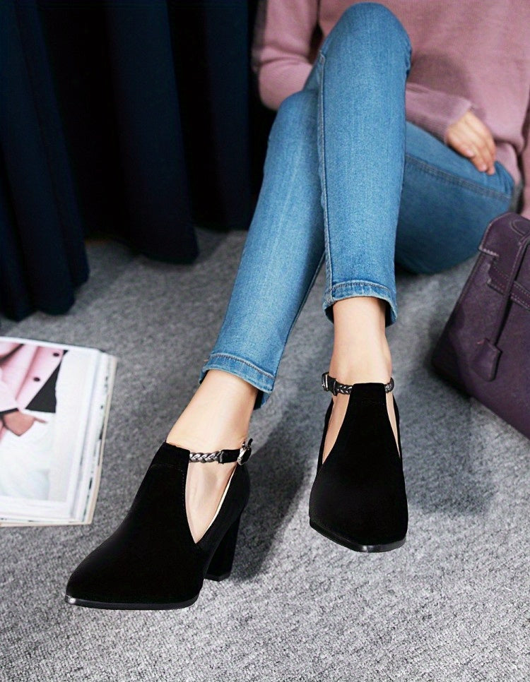 VougeVamp Stylish Pointed Toe Pumps – Women's High Heel Shoes with Cut-out Ankle Strap, Perfect for Work & Formal Occasions