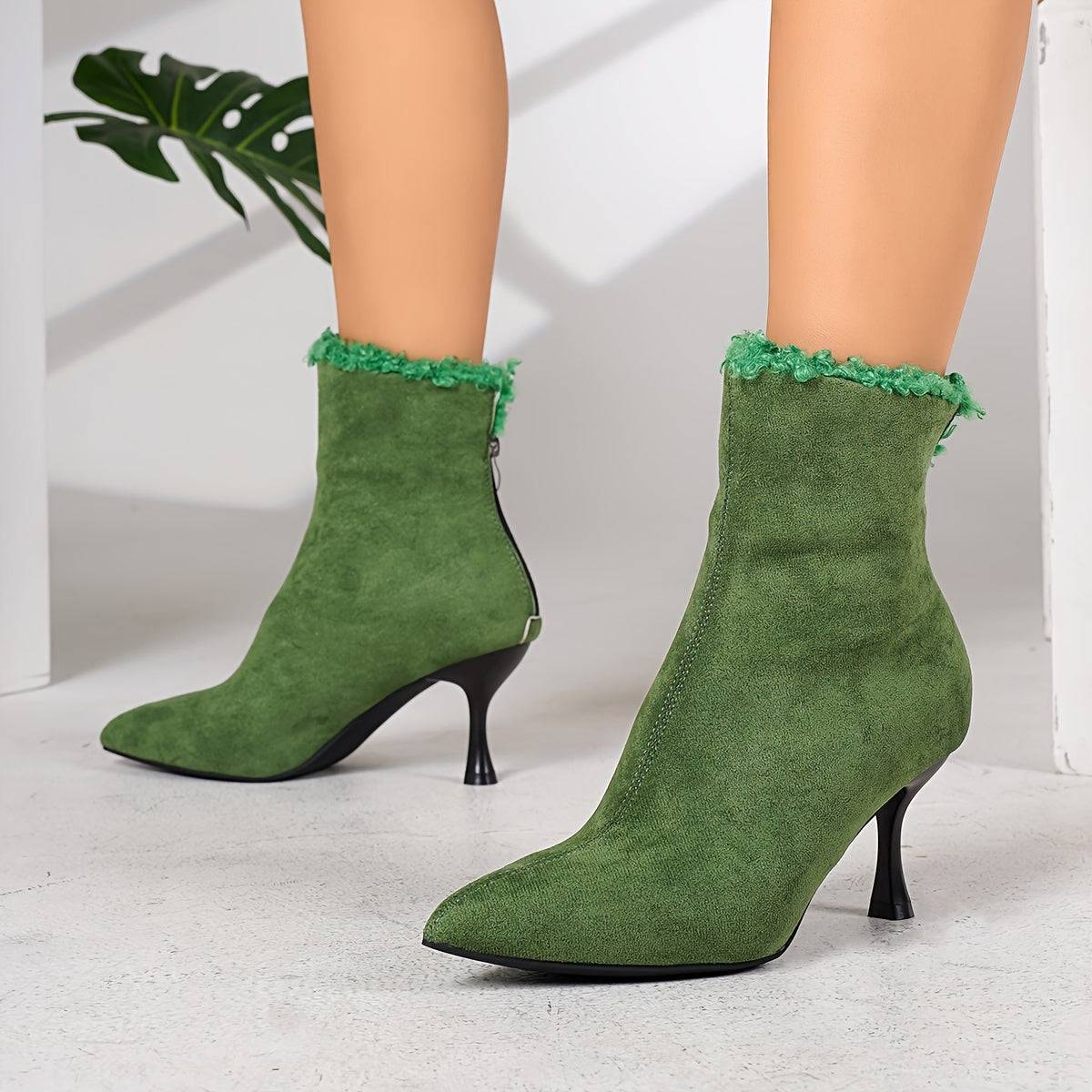 VougeVamp Elegant Ankle Boots – Pointed Toe Stiletto Heel Dress Boots - VougeVampUK