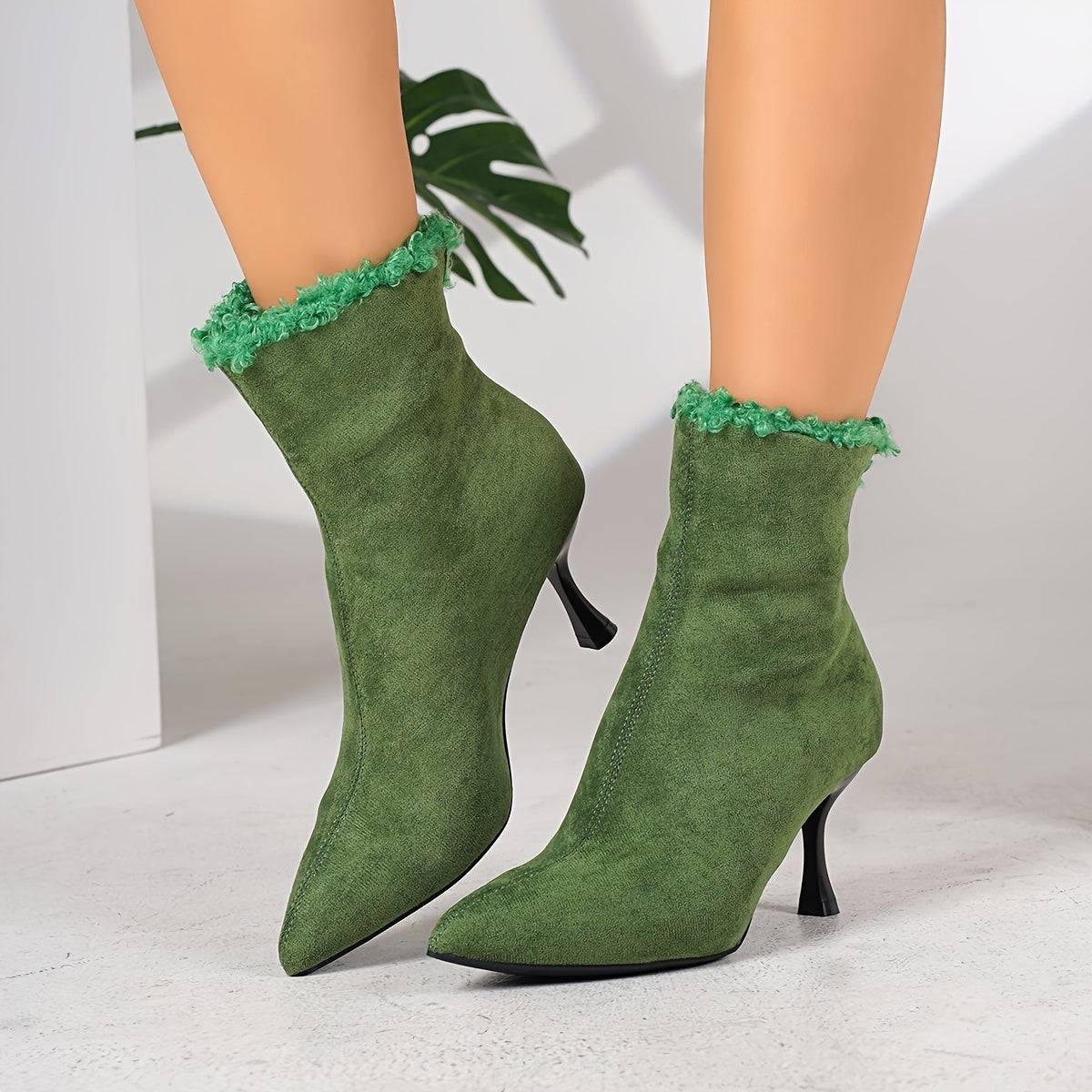 VougeVamp Elegant Ankle Boots – Pointed Toe Stiletto Heel Dress Boots - VougeVampUK