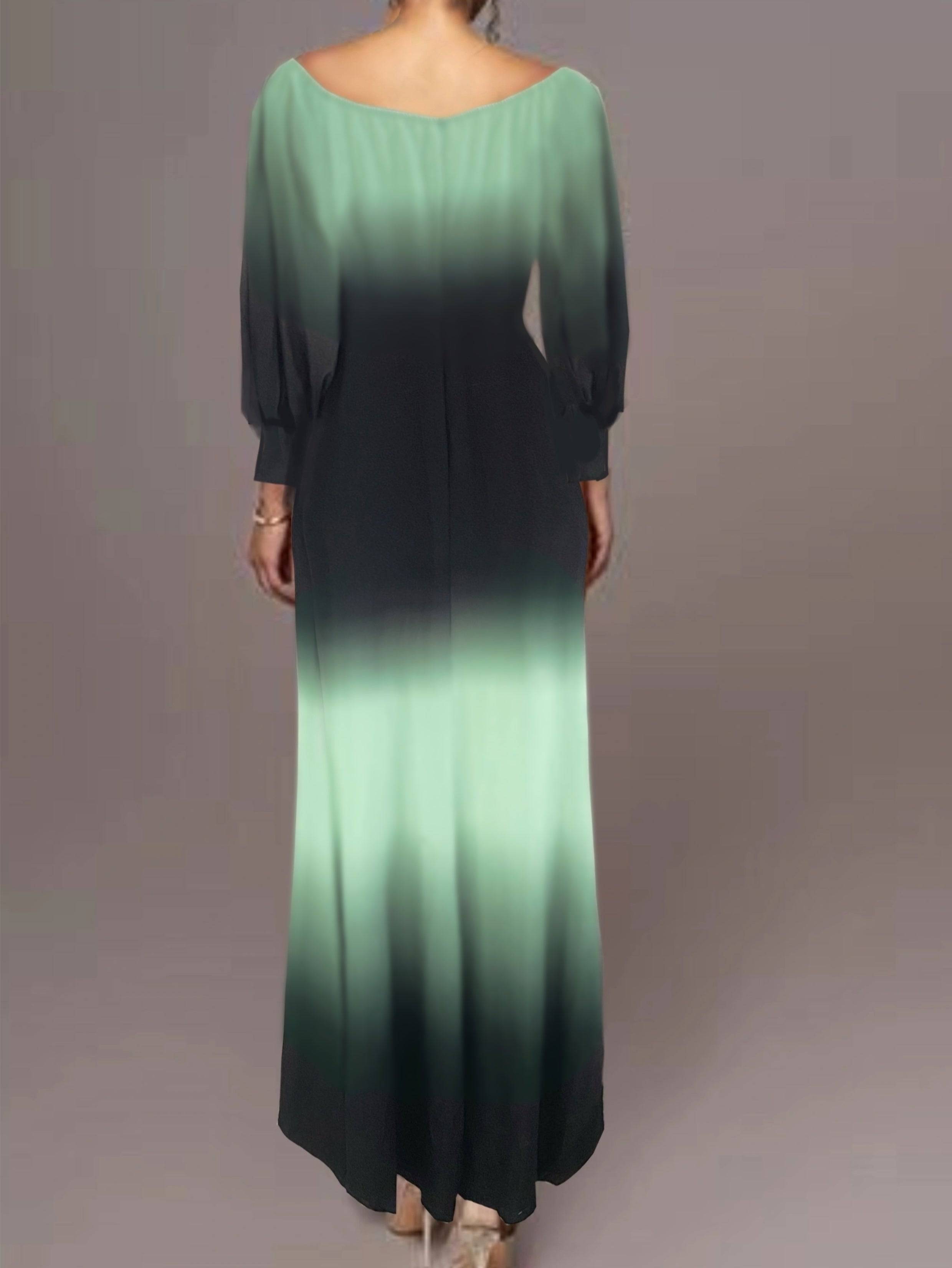 VougeVamp Off-Shoulder Rhinestone Waist Maxi Dress – Elegant Long Sleeve Bodycon Gown for Women