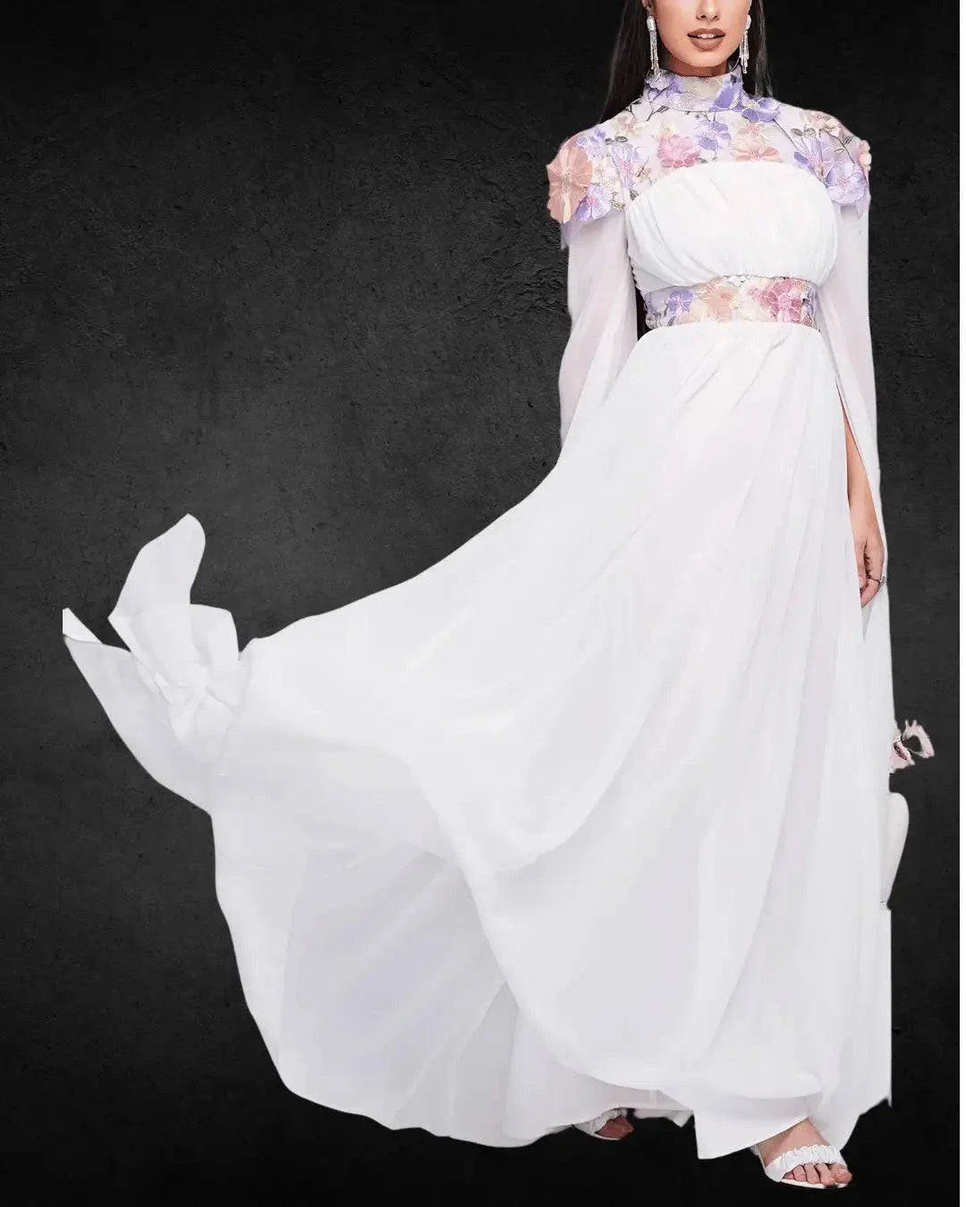 Elegant Crew Neck A-Line Bridal Wedding Dress – 100% Polyester, Solid Color Woven Fabric, Designer Round Neck Gown - VougeVampUK