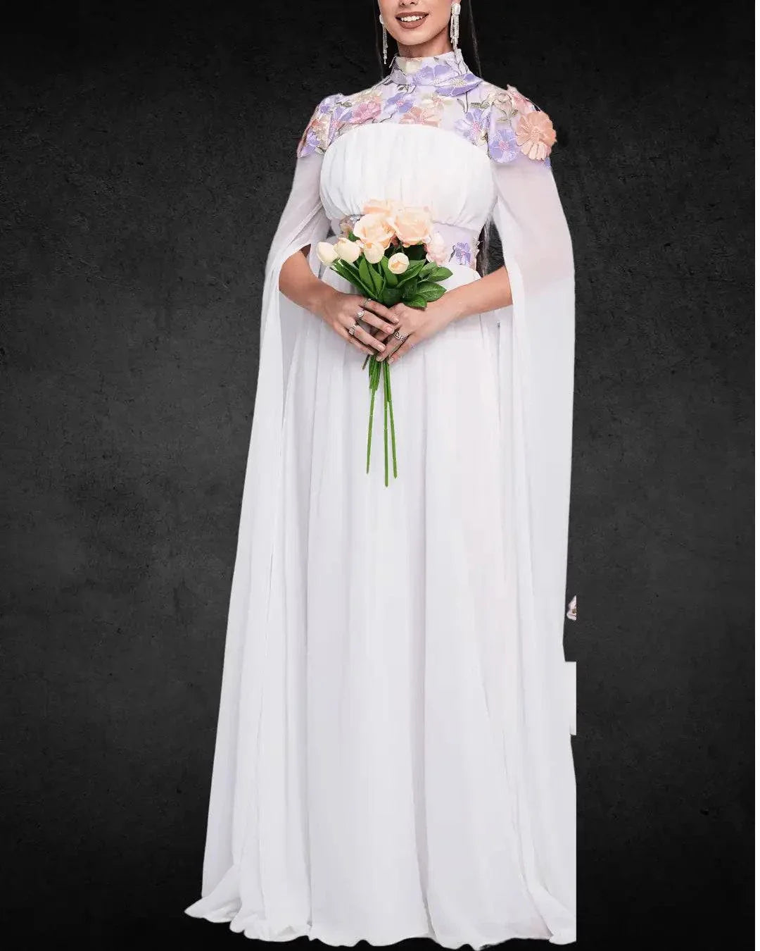 Elegant Crew Neck A-Line Bridal Wedding Dress – 100% Polyester, Solid Color Woven Fabric, Designer Round Neck Gown - VougeVampUK