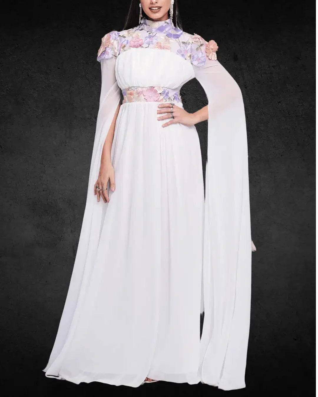 Elegant Crew Neck A-Line Bridal Wedding Dress – 100% Polyester, Solid Color Woven Fabric, Designer Round Neck Gown - VougeVampUK