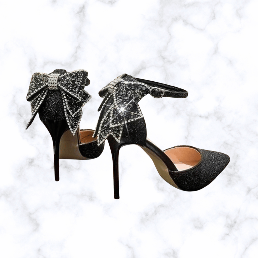 Elegant Crystal Sequin Bridal Pumps - Women's Pointed Toe Slip-On Wedding High Heels