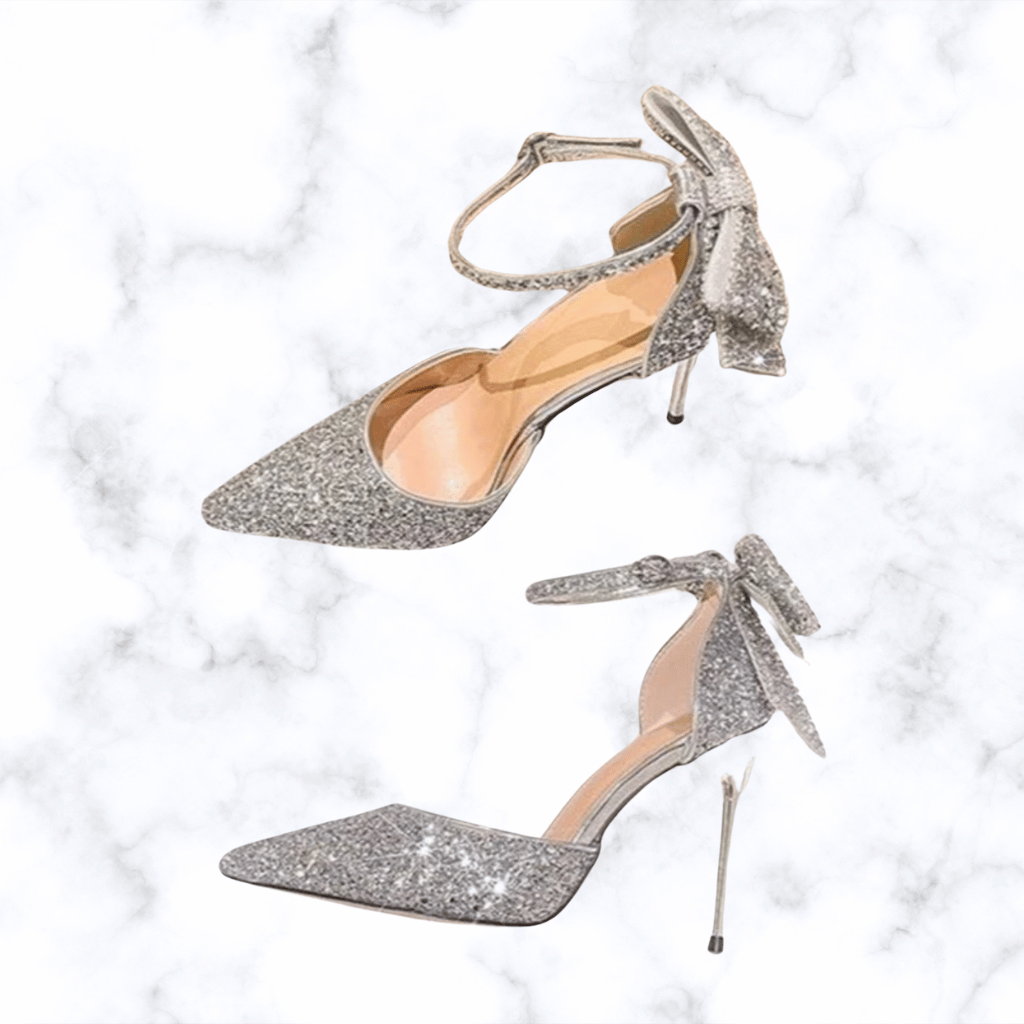 Elegant Crystal Sequin Bridal Pumps - Women's Pointed Toe Slip-On Wedding High Heels