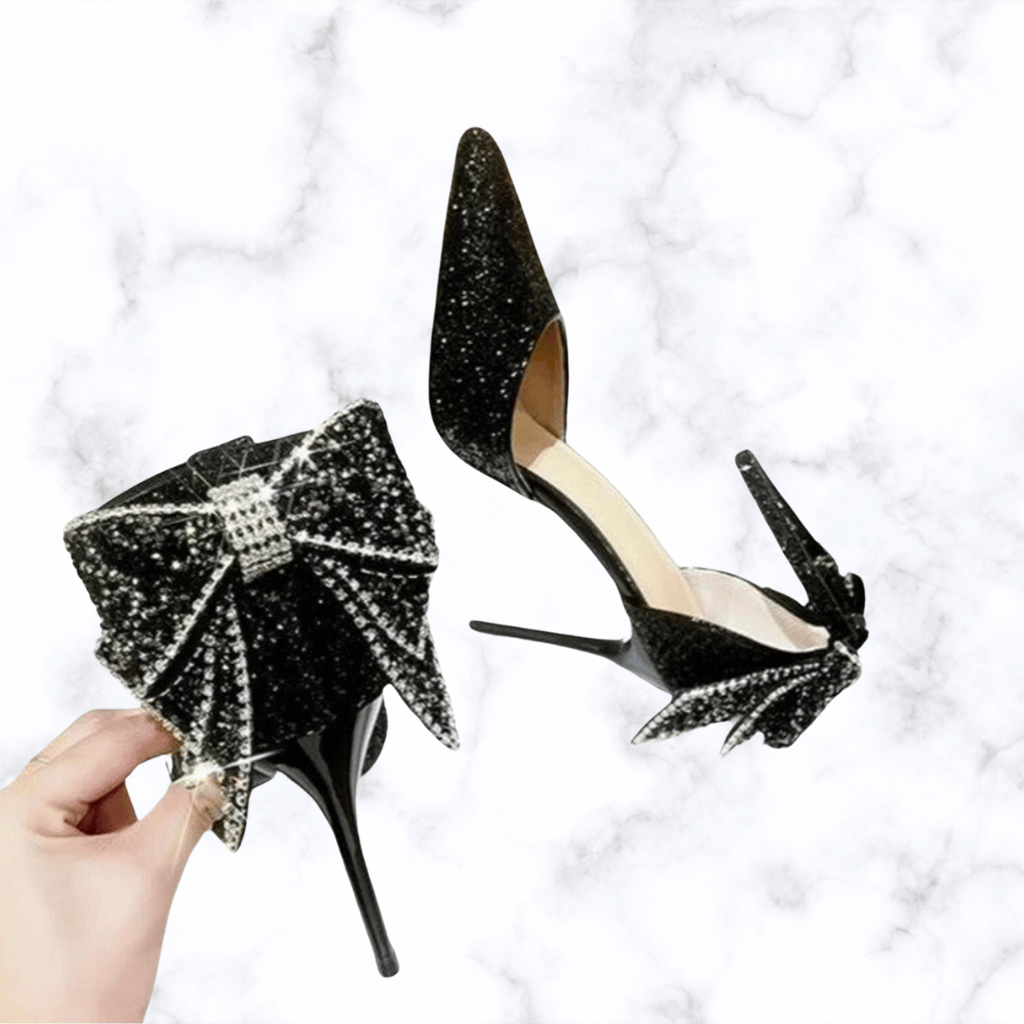 Elegant Crystal Sequin Bridal Pumps - Women's Pointed Toe Slip-On Wedding High Heels