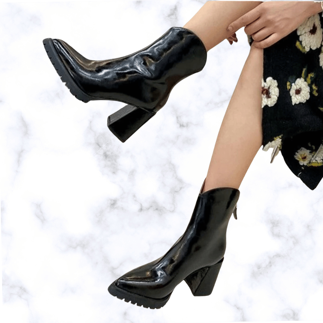 Elegant Pointed Toe High Heel Ankle Boots for Women – Comfortable Leather Chelsea Boots