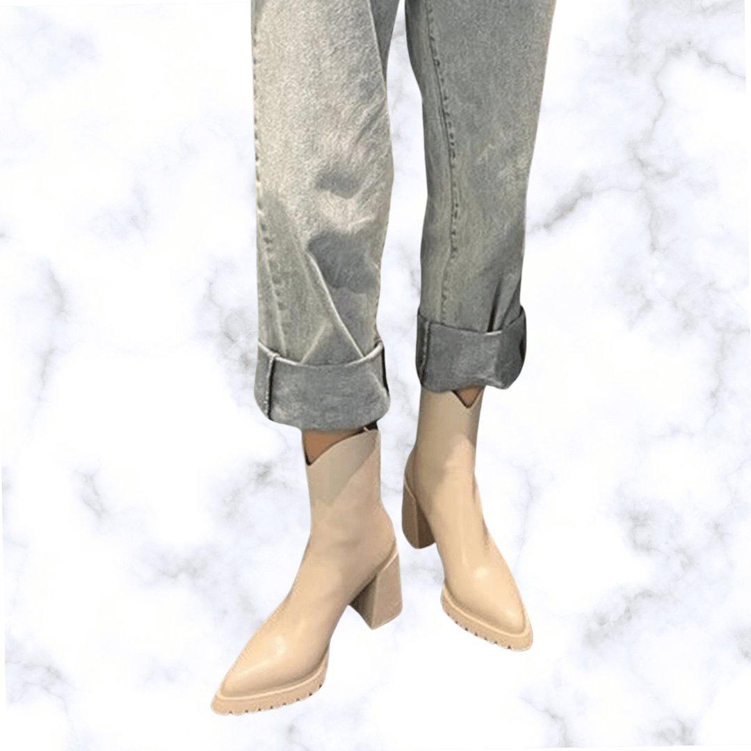 Elegant Pointed Toe High Heel Ankle Boots for Women – Comfortable Leather Chelsea Boots