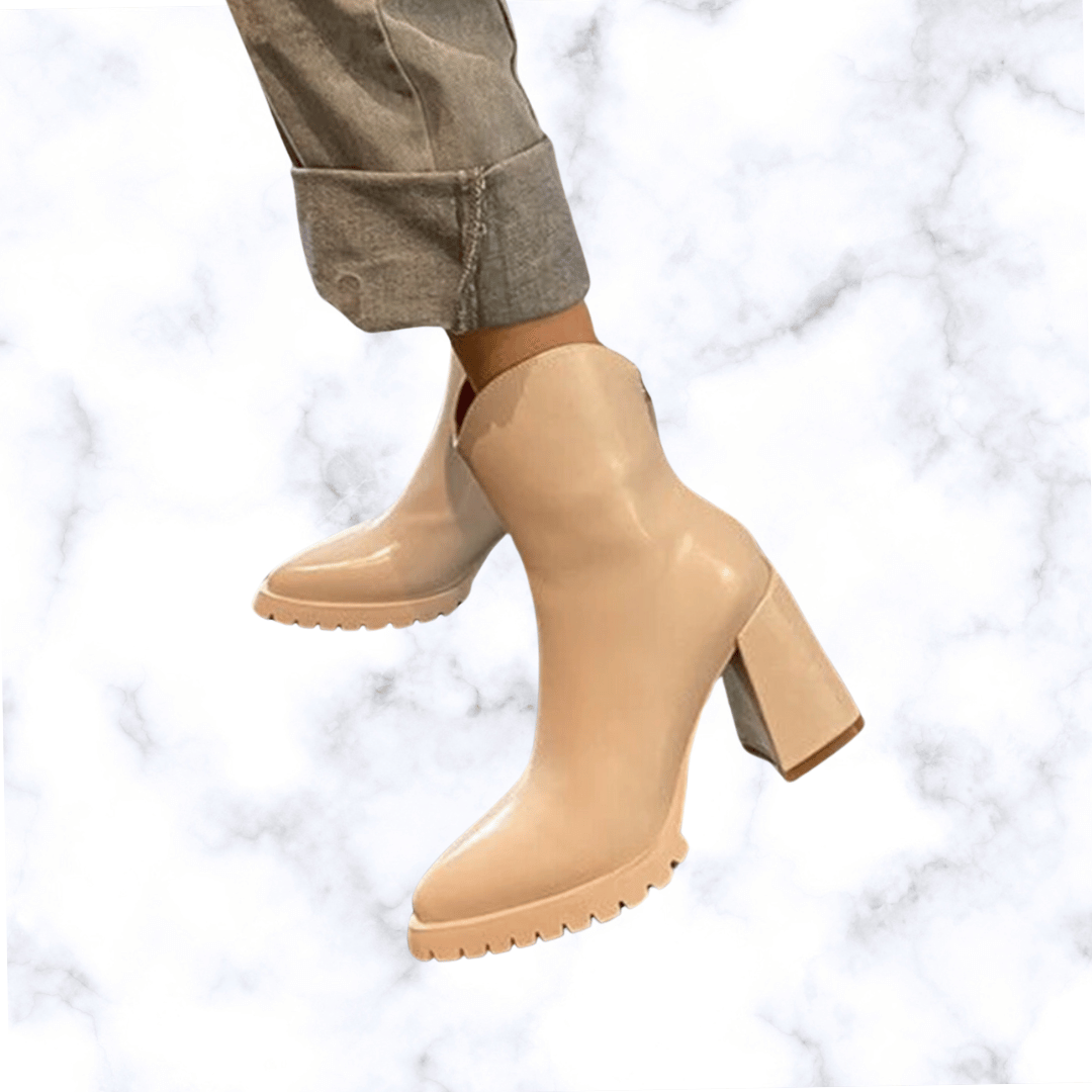 Elegant Pointed Toe High Heel Ankle Boots for Women – Comfortable Leather Chelsea Boots