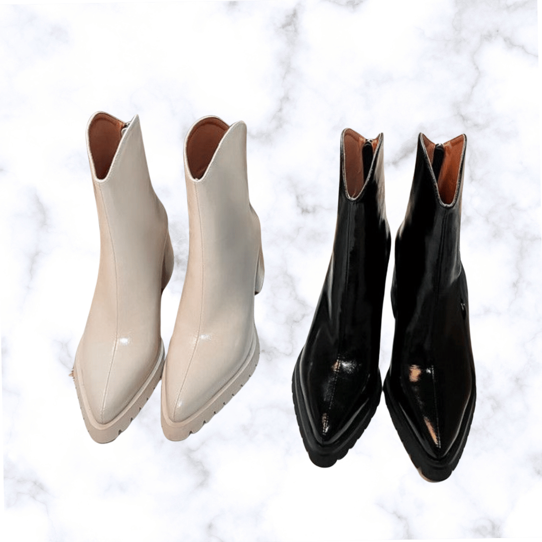 Elegant Pointed Toe High Heel Ankle Boots for Women – Comfortable Leather Chelsea Boots