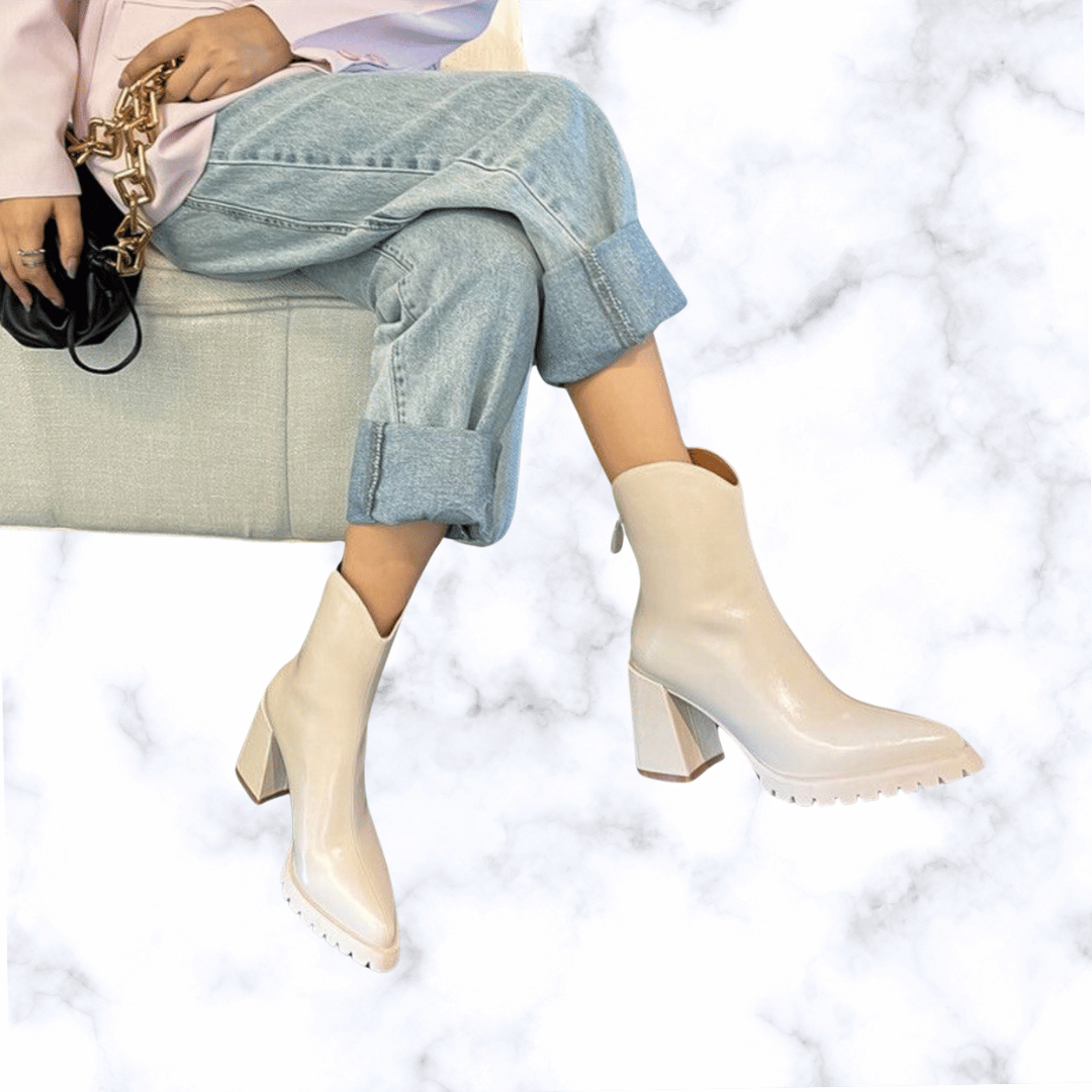 Elegant Pointed Toe High Heel Ankle Boots for Women – Comfortable Leather Chelsea Boots