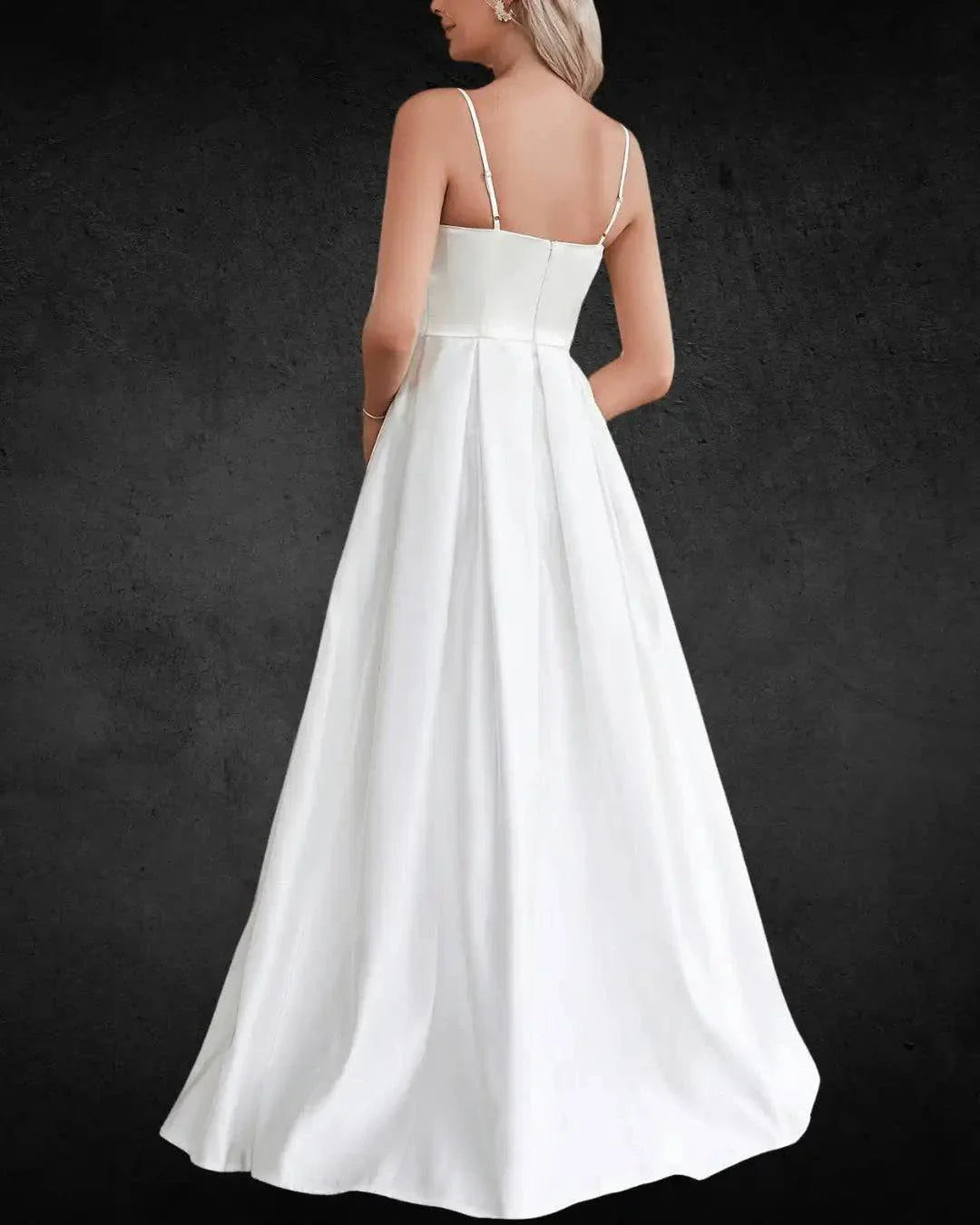 Elegant Satin Slip Wedding Dress with Appliqué – High-Quality Long Bridal Gown for Women - VougeVampUK