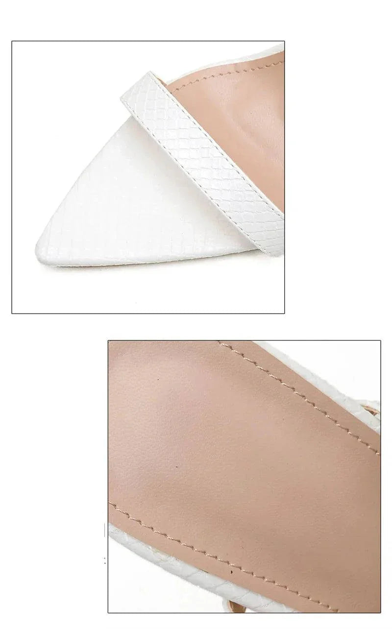 VougeVamp Chain Ankle Strap Sandals - 12CM High Heel Pointed Toe Party Shoes for Women in Gold and White