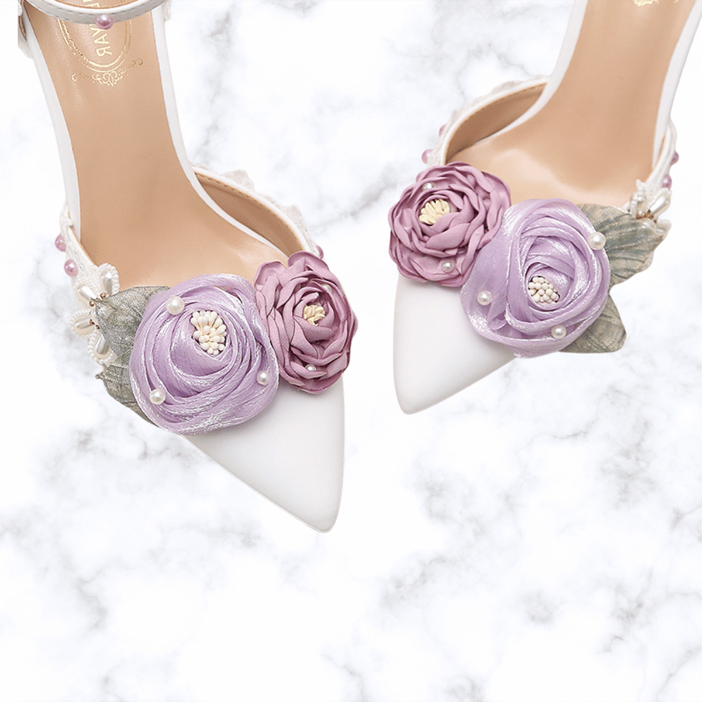 Handmade Designer Lolita Style Wedding Shoes – Pointed Toe Bridal Heels with Butterfly-Knot Detailing