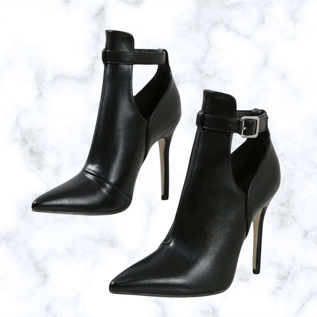 Handmade Designer Women's Ankle Boots with Belt Buckle, Pointed Toe, and Sexy Thin High Heels