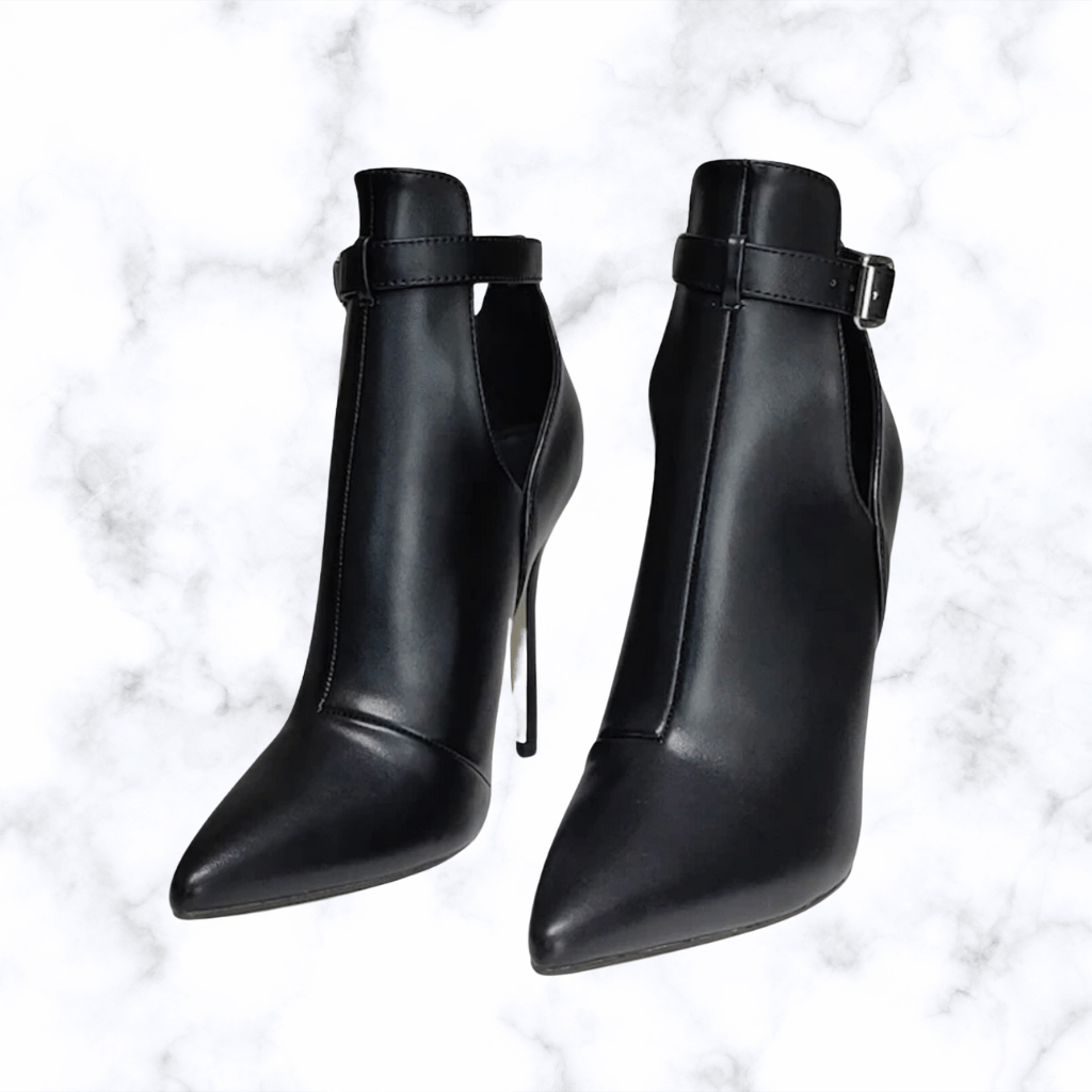 Handmade Designer Women's Ankle Boots with Belt Buckle, Pointed Toe, and Sexy Thin High Heels