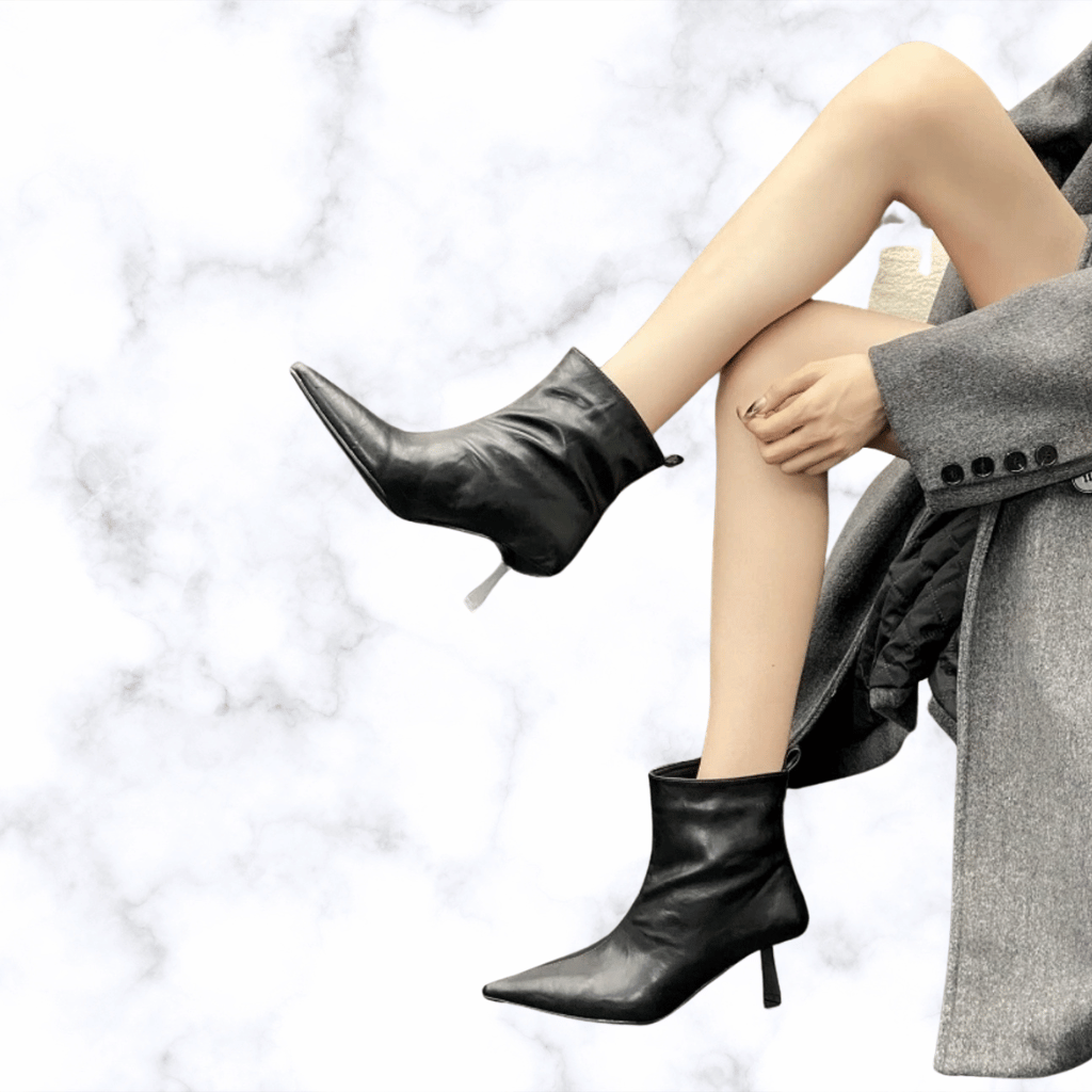 Handmade Pointed Toe Ankle Boots for Women – Elegant Wedding & Party Shoes, Slim Fit Short Booties