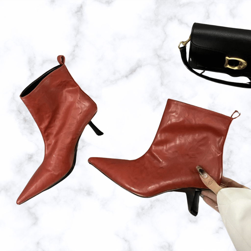 Handmade Pointed Toe Ankle Boots for Women – Elegant Wedding & Party Shoes, Slim Fit Short Booties