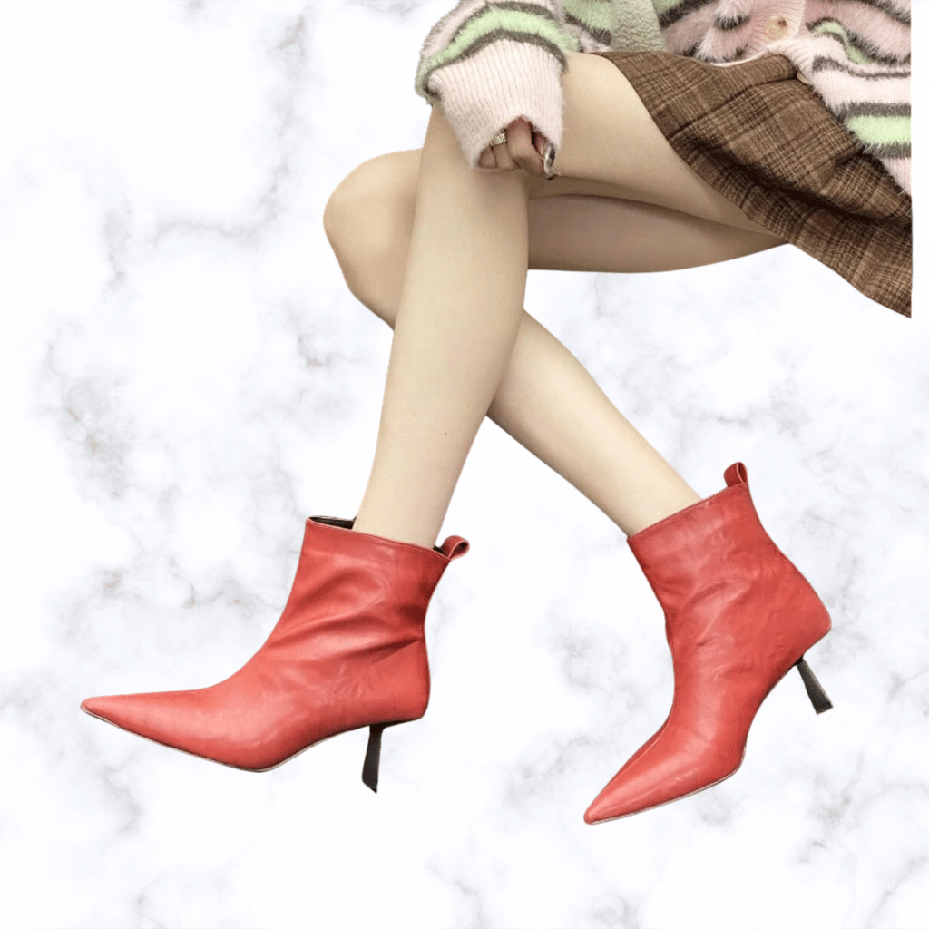 Handmade Pointed Toe Ankle Boots for Women – Elegant Wedding & Party Shoes, Slim Fit Short Booties