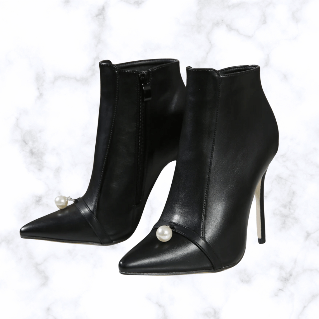 Handmade Pointed Toe Ankle Boots for Women – Elegant Wedding & Party Shoes, Slim Fit Short Booties