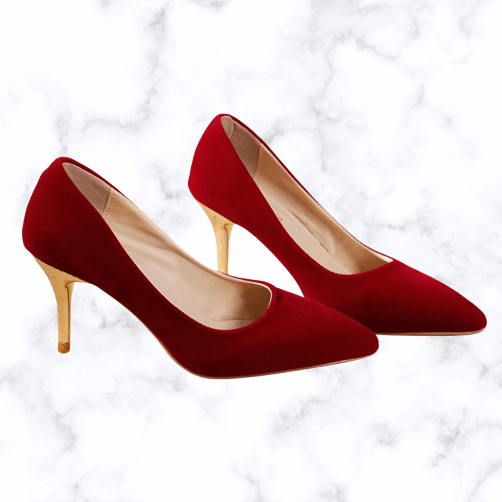 Handmade Retro Red Pointed Toe Wedding Shoes for Women, Slip-On Bridal High Heel Pumps