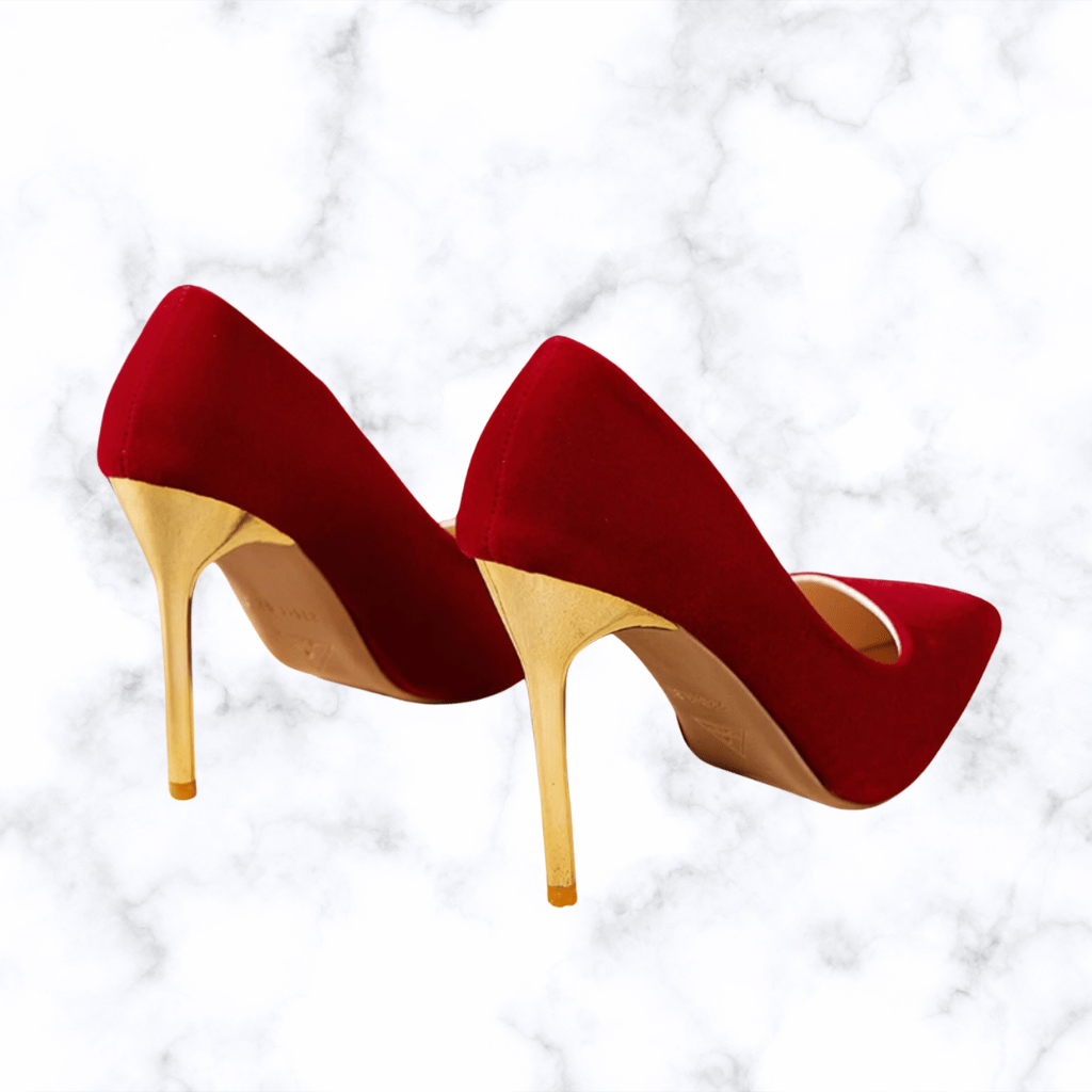 Handmade Retro Red Pointed Toe Wedding Shoes for Women, Slip-On Bridal High Heel Pumps