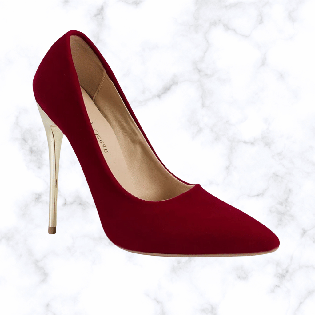 Handmade Retro Red Pointed Toe Wedding Shoes for Women, Slip-On Bridal High Heel Pumps