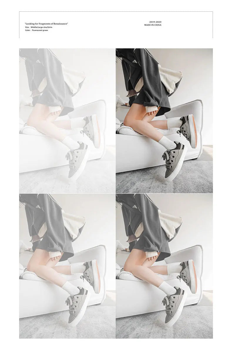 VougeVamp Women's Korean Fashion Canvas Sneakers – Trendy Platform Board Shoes for Casual Wear - VougeVampUK