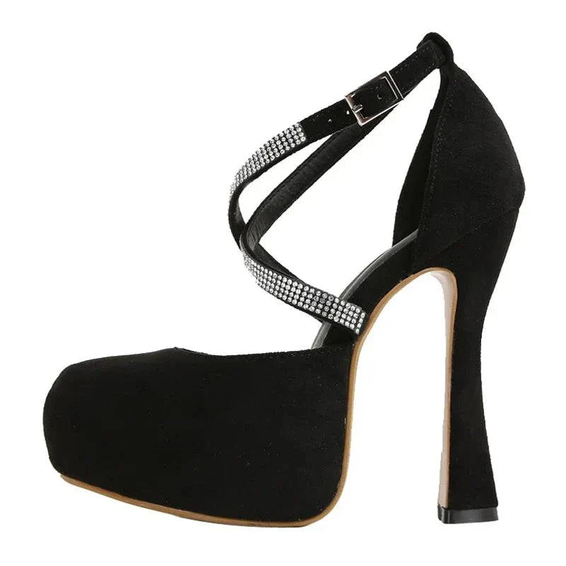 VougeVamp Women’s Rhinestone Ankle Strap Platform Wedges – Sexy Gladiator Sandals for Summer Parties and Events