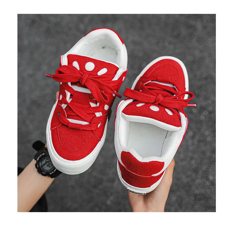 VougeVamp Women's Korean Fashion Canvas Sneakers – Trendy Platform Board Shoes for Casual Wear - VougeVampUK