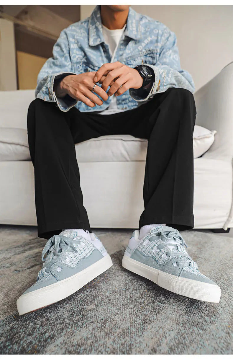 VougeVamp Women's Korean Fashion Canvas Sneakers – Trendy Platform Board Shoes for Casual Wear - VougeVampUK