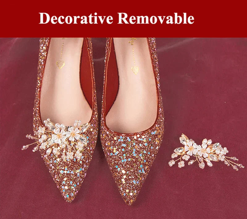 VougeVamp Pearl Flower Bridal Pumps – Elegant Bling High Heels for Weddings & Parties