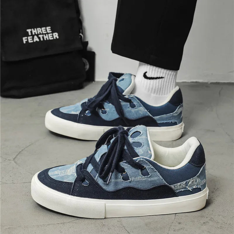 VougeVamp Women's Korean Fashion Canvas Sneakers – Trendy Platform Board Shoes for Casual Wear - VougeVampUK