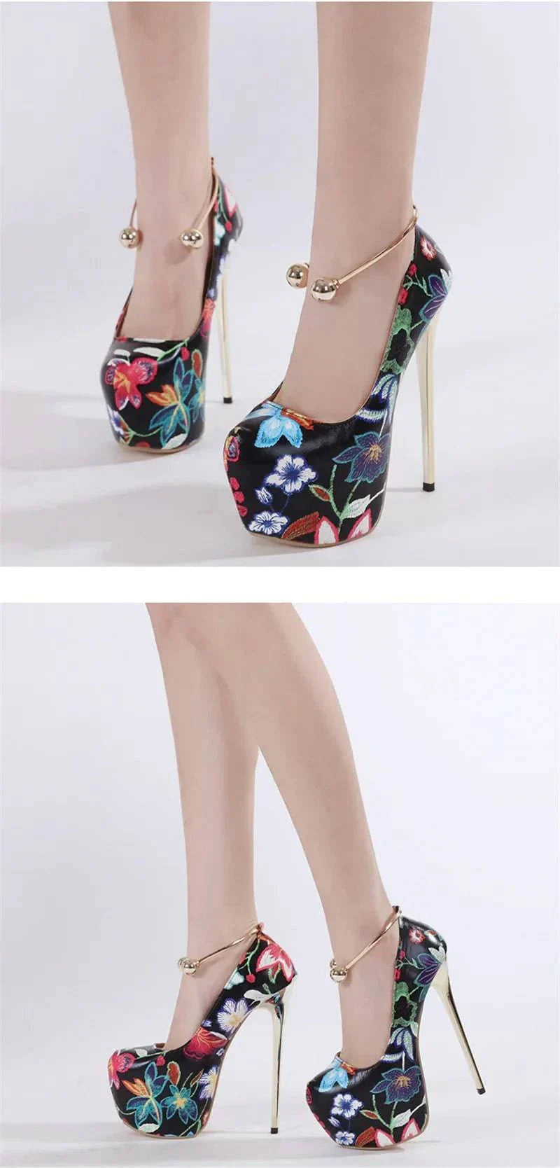 VougeVamp Women’s 16CM Extreme High Heels – Sexy Slingback Platform Pumps with Metal Ankle Strap for Parties and Pole Dancing