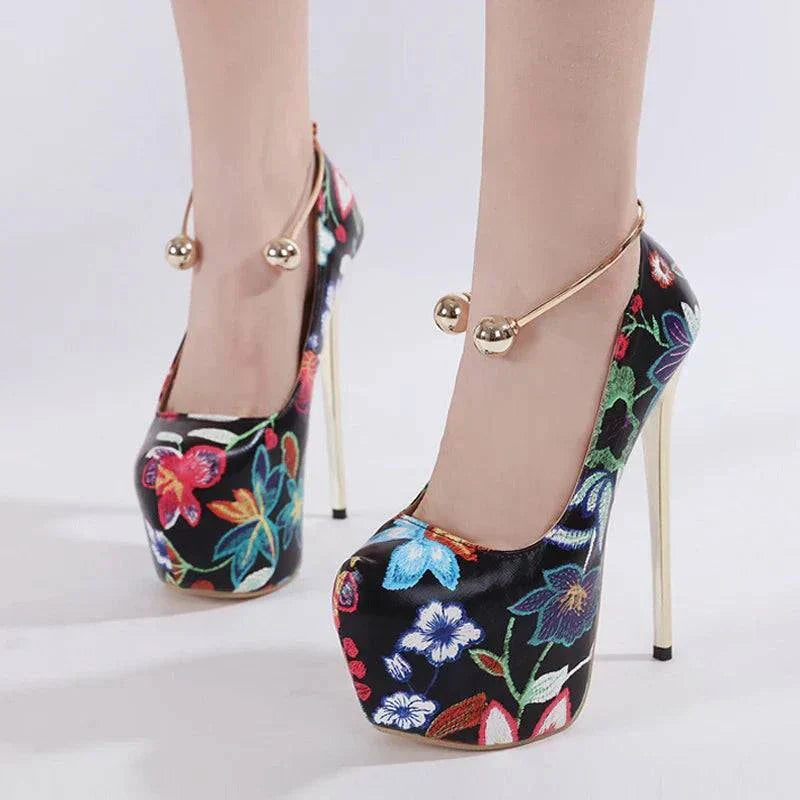 VougeVamp Women’s 16CM Extreme High Heels – Sexy Slingback Platform Pumps with Metal Ankle Strap for Parties and Pole Dancing