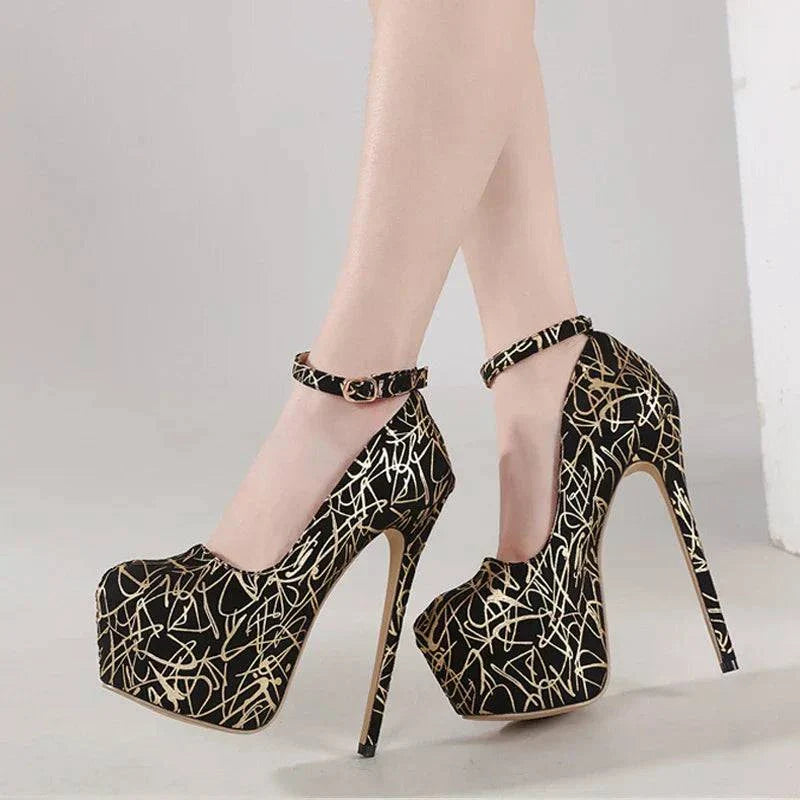 VougeVamp Mixed Colors Platform Pumps - Round Toe 16CM High Heel Party Shoes for Women