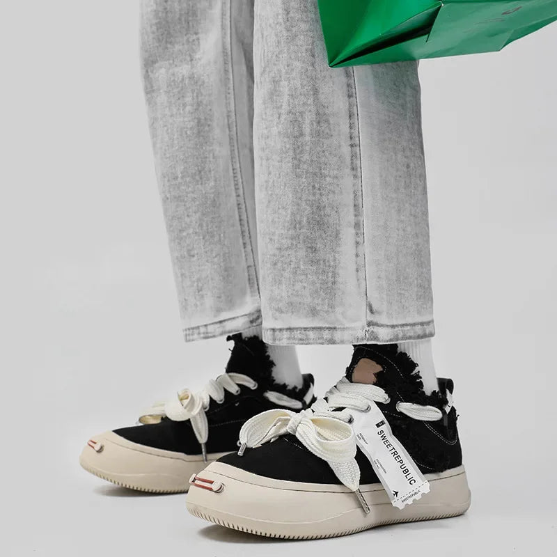 VougeVamp Unisex Summer Canvas Sneakers – Thick Bottom Trendy Street Board Shoes for Casual Wear - VougeVampUK