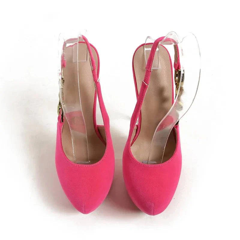 VougeVamp Metal Butterfly Chain Platform Pumps - Round Toe High Heel Wedding Shoes for Women