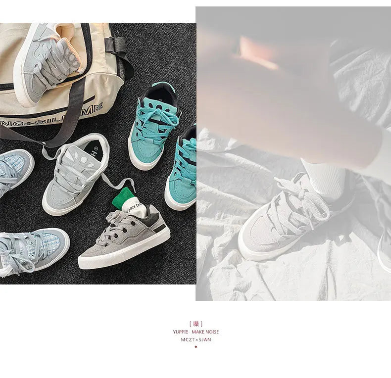 VougeVamp Women's Korean Fashion Canvas Sneakers – Trendy Platform Board Shoes for Casual Wear - VougeVampUK